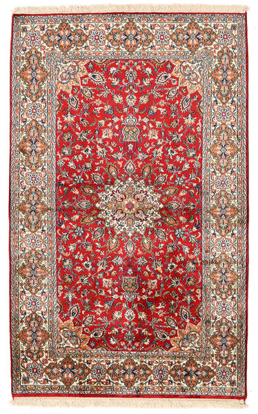  Kashmir Ren Silke Teppe 95X155 Ekte Orientalsk Håndknyttet Lys Grå/Mørk Brun (Silke, India)