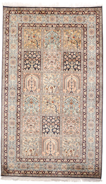  Kashmir Ren Silke Teppe 96X164 Ekte Orientalsk Håndknyttet Lysbrun/Lys Grå (Silke, India)
