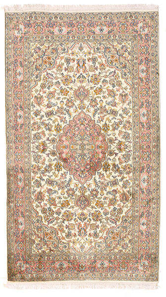  Kashmir Ren Silke Teppe 92X164 Ekte Orientalsk Håndknyttet Hvit/Creme/Mørk Brun (Silke, India)