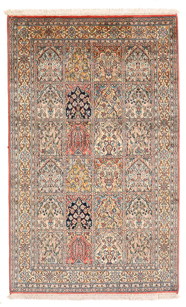  Kashmir Ren Silke Teppe 93X152 Ekte Orientalsk Håndknyttet Mørk Brun/Lys Grå (Silke, India)