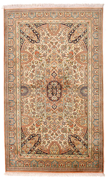  Kashmir Ren Silke Teppe 95X159 Ekte Orientalsk Håndknyttet Brun/Gul (Silke, India)