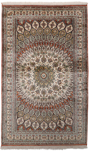  Kashmir Ren Silke Teppe 97X156 Ekte Orientalsk Håndknyttet Lysbrun/Lys Grå/Mørk Grå (Silke, India)
