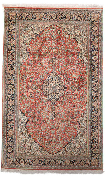  Kashmir Ren Silke Teppe 96X154 Ekte Orientalsk Håndknyttet Lys Grå/Mørk Rød (Silke, India)