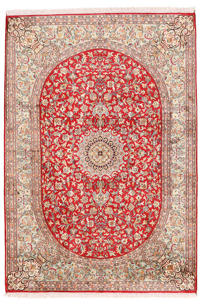  Kashmir Ren Silke Teppe 126X186 Ekte Orientalsk Håndknyttet Rust/Beige (Silke, India)