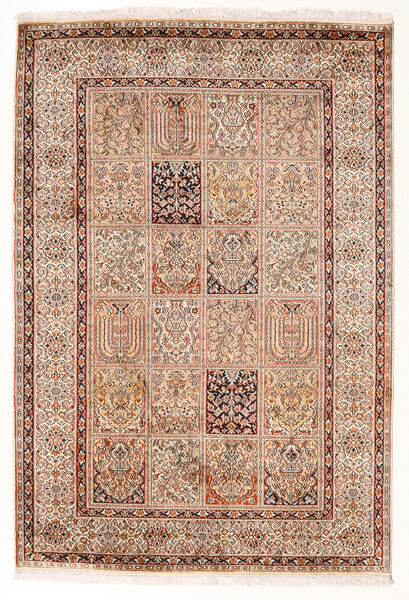  Kashmir Ren Silke Teppe 127X189 Ekte Orientalsk Håndknyttet Beige/Brun (Silke, )