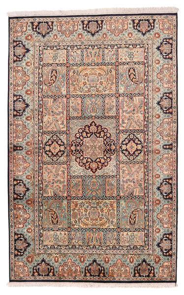  Kashmir Ren Silke Teppe 128X201 Ekte Orientalsk Håndknyttet Mørk Brun/Brun (Silke, India)