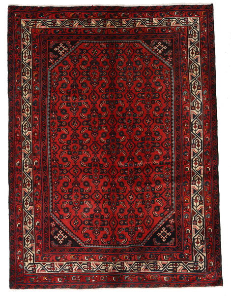 Hosseinabad Teppe 141X193 Ekte Orientalsk Håndknyttet Mørk Brun/Mørk Rød/Rust (Ull, Persia/Iran)