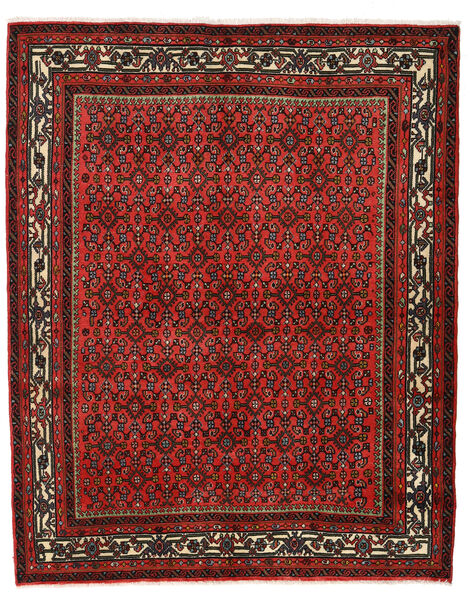  Hosseinabad Teppe 148X184 Ekte Orientalsk Håndknyttet Mørk Rød/Mørk Brun (Ull, Persia/Iran)