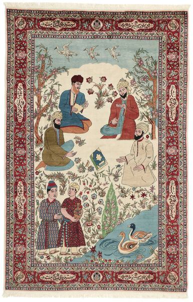  Sarough Teppe 143X213 Ekte Orientalsk Håndknyttet Beige/Mørk Brun (Ull/Silke, Persia/Iran)