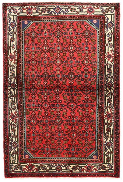 Hosseinabad Teppe 103X157 Ekte Orientalsk Håndknyttet Mørk Rød/Rød (Ull, Persia/Iran)