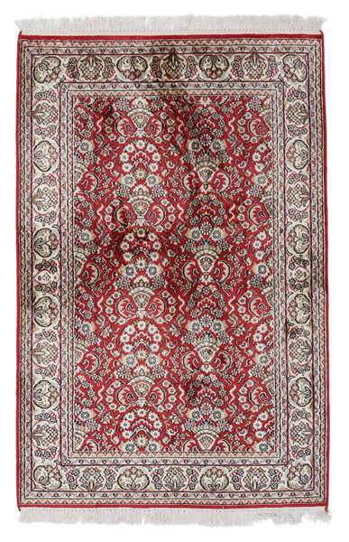  Kashmir Ren Silke Teppe 80X122 Ekte Orientalsk Håndknyttet Lys Grå/Hvit/Creme (Silke, India)