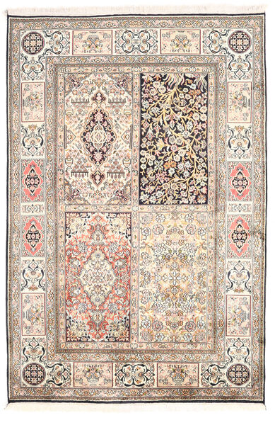  Kashmir Ren Silke Teppe 124X185 Ekte Orientalsk Håndknyttet Hvit/Creme/Mørk Beige (Silke, India)