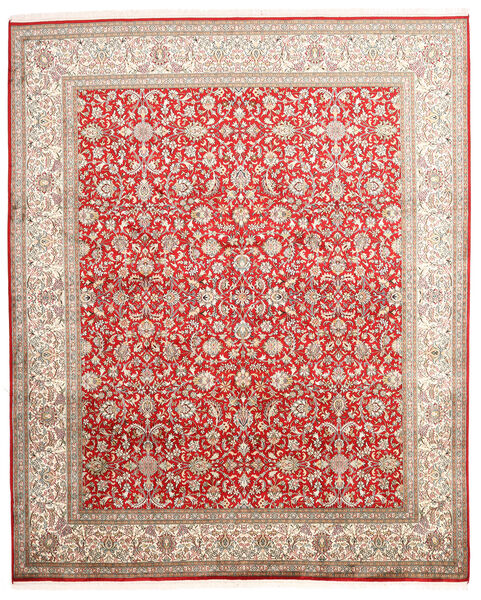  Kashmir Ren Silke Teppe 202X244 Ekte Orientalsk Håndknyttet Lys Grå/Rust (Silke, India)
