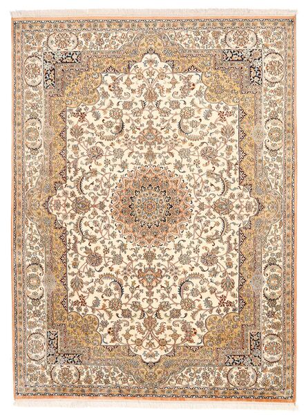  Kashmir Ren Silke Teppe 157X211 Ekte Orientalsk Håndknyttet Brun/Beige (Silke, India)