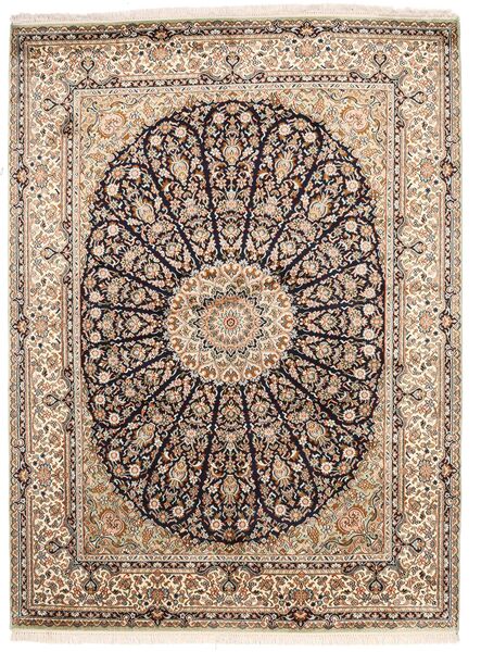  Kashmir Ren Silke Teppe 159X218 Ekte Orientalsk Håndknyttet Lys Grå/Brun (Silke, India)