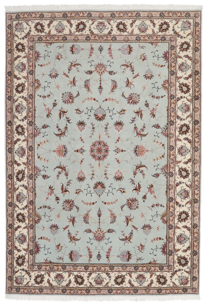  Tabriz 60 Raj Silkerenning Teppe 168X241 Ekte Orientalsk Håndknyttet Lys Grå/Beige (Ull/Silke, Persia/Iran)