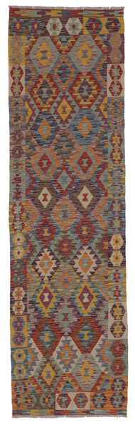  Kelim Afghan Old Style Teppe 82X294 Ekte Orientalsk Håndvevd Teppeløpere Mørk Brun/Beige (Ull, Afghanistan)