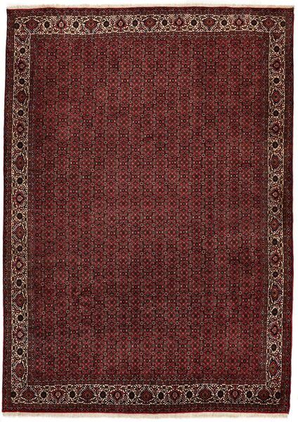 Bidjar Med Silke Teppe 250X357 Svart/Mørk Rød Stort ( Persia/Iran)