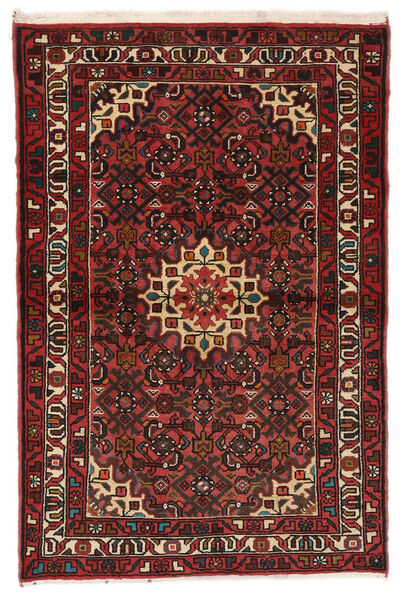  Hosseinabad Teppe 105X158 Ekte Orientalsk Håndknyttet Svart, Mørk Rød (Ull, Persia/Iran)