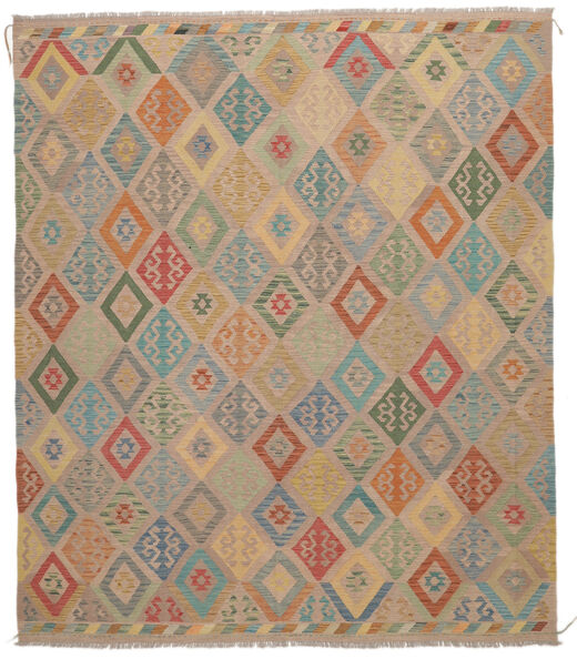  Kelim Afghan Old Style Teppe 248X288 Ekte Orientalsk Håndvevd Brun/Mørk Brun (Ull, Afghanistan)