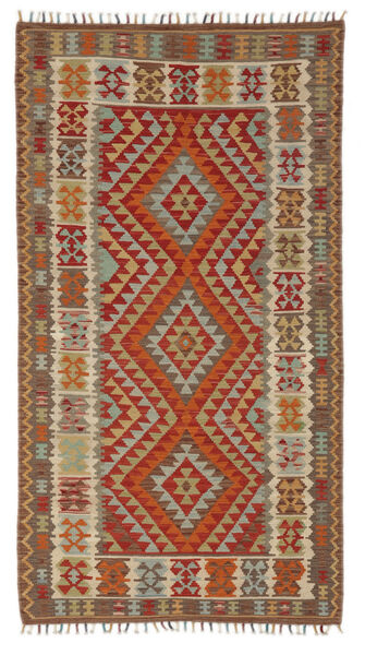  Kelim Afghan Old Style Teppe 103X188 Ekte Orientalsk Håndvevd Mørk Rød/Svart (Ull, )