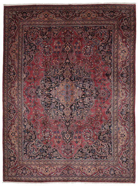  Mashad Teppe 317X412 Ekte Orientalsk Håndknyttet Svart/Mørk Brun/Mørk Rød Stort (Ull, Persia/Iran)