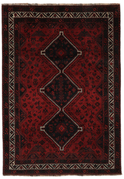  Ghashghai Teppe 204X291 Ekte Orientalsk Håndknyttet Svart, Mørk Rød (Ull, Persia/Iran)