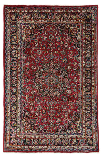  Mashad Teppe 198X302 Ekte Orientalsk Håndknyttet Svart, Mørk Rød (Ull, Persia/Iran)