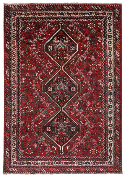  Shiraz Teppe 212X303 Ekte Orientalsk Håndknyttet Svart/Mørk Rød (Ull, )