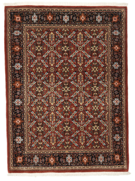  Ghom Kork/Silke Teppe 113X154 Ekte Orientalsk Håndknyttet Svart/Mørk Brun ( Persia/Iran)