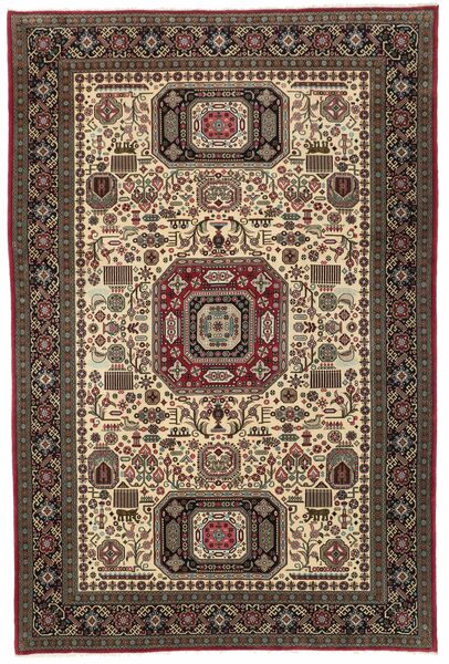  Ghom Kork/Silke Teppe 195X295 Ekte Orientalsk Håndknyttet Svart/Mørk Brun ( Persia/Iran)
