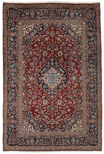  Keshan Teppe 201X304 Ekte Orientalsk Håndknyttet Svart/Mørk Brun (Ull, Persia/Iran)