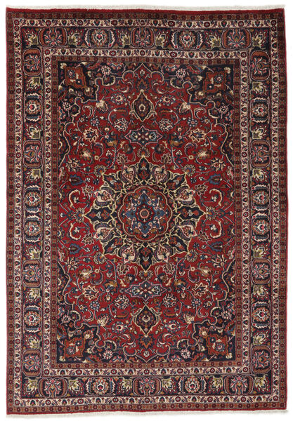  Mashad Teppe 198X288 Ekte Orientalsk Håndknyttet Svart, Mørk Rød (Ull, Persia/Iran)