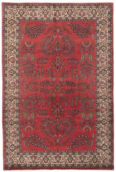 Sarough Teppe 205X310 Ekte Orientalsk Håndknyttet Mørk Brun/Mørk Rød (Ull, Persia/Iran)