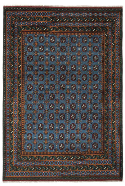  Afghan Fine Teppe 201X291 Ekte Orientalsk Håndknyttet Svart/Mørk Blå (Ull, )