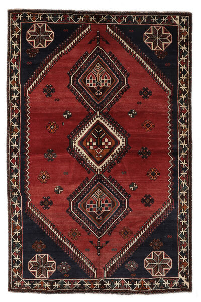  Shiraz Teppe 160X240 Ekte Orientalsk Håndknyttet Svart/Mørk Rød (Ull, )