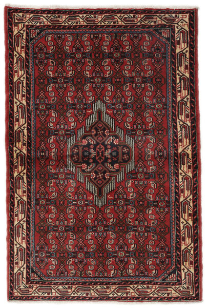  Asadabad Teppe 101X151 Ekte Orientalsk Håndknyttet Svart/Mørk Rød (Ull, )