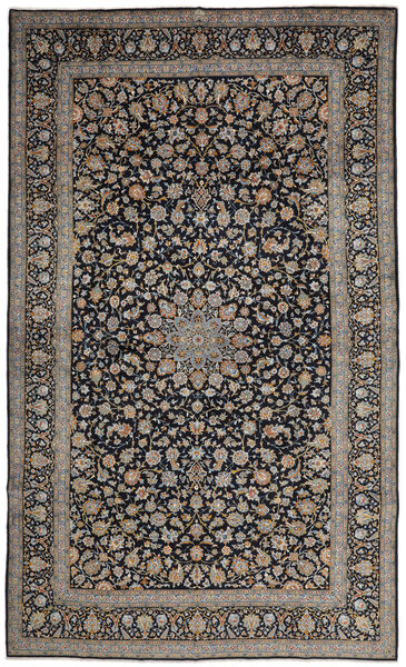  Keshan Teppe 302X508 Ekte Orientalsk Håndknyttet Svart/Mørk Brun Stort (Ull, Persia/Iran)