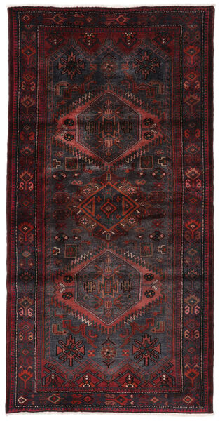  Hamadan Teppe 107X211 Ekte Orientalsk Håndknyttet Svart, Mørk Rød (Ull, Persia/Iran)
