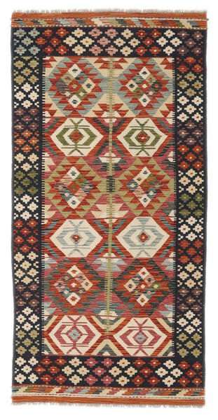  Kelim Afghan Old Style Teppe 100X202 Ekte Orientalsk Håndvevd Svart/Mørk Rød (Ull, )