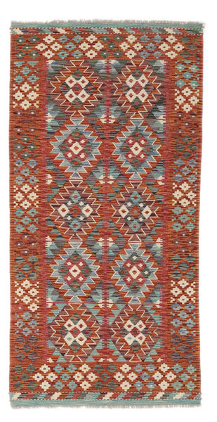  Kelim Afghan Old Style Teppe 103X204 Ekte Orientalsk Håndvevd Mørk Rød, Brun (Ull, )