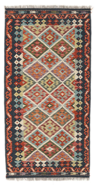  Kelim Afghan Old Style Teppe 102X197 Ekte Orientalsk Håndvevd Svart/Mørk Rød (Ull, )