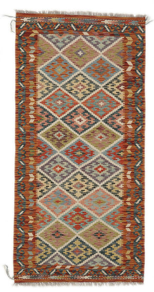  Kelim Afghan Old Style Teppe 97X198 Ekte Orientalsk Håndvevd Brun/Mørk Gul (Ull, )