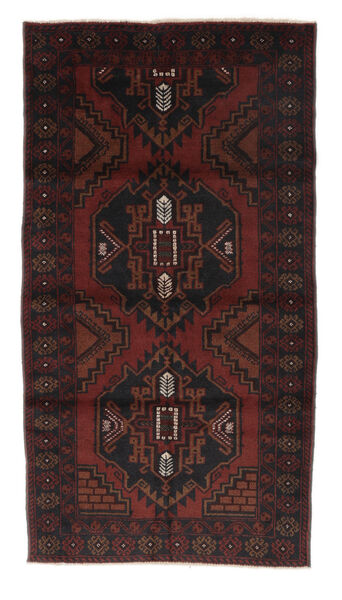  Beluch Teppe 104X194 Ekte Orientalsk Håndknyttet Svart/Mørk Rød (Ull, )