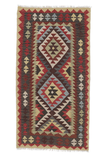  Kelim Afghan Old Style Teppe 99X193 Ekte Orientalsk Håndvevd Svart/Mørk Rød (Ull, )