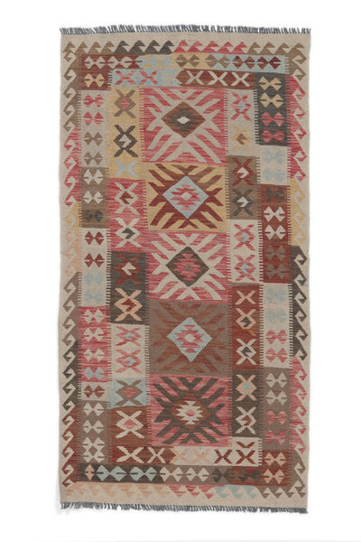  Kelim Afghan Old Style Teppe 106X209 Ekte Orientalsk Håndvevd Hvit/Creme/Mørk Brun/Brun (Ull, Afghanistan)