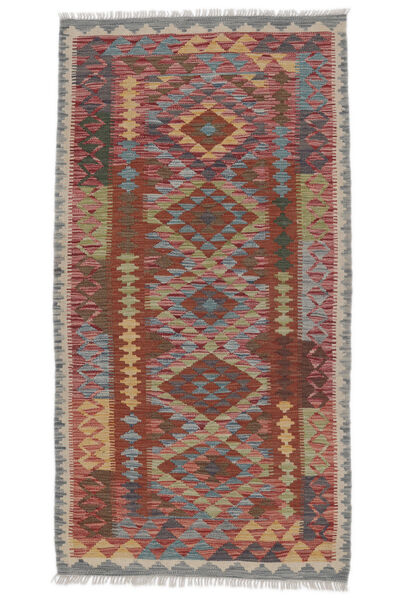 Kelim Afghan Old Style Teppe 99X190 Ekte Orientalsk Håndvevd Mørk Brun/Mørk Grå (Ull, Afghanistan)