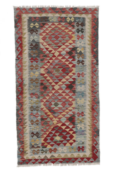  Kelim Afghan Old Style Teppe 97X192 Ekte Orientalsk Håndvevd Mørk Brun/Hvit/Creme (Ull, Afghanistan)