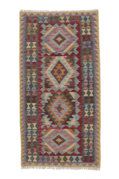  Kelim Afghan Old Style Teppe 98X195 Ekte Orientalsk Håndvevd Mørk Rød/Brun (Ull, )