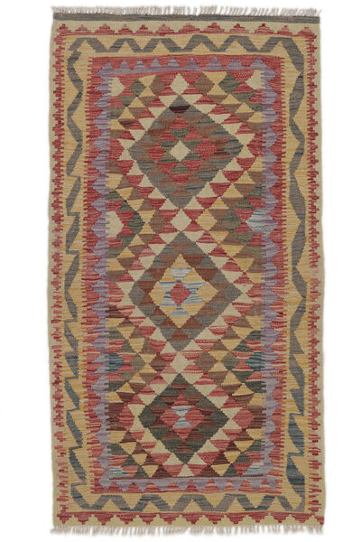  Kelim Afghan Old Style Teppe 99X186 Ekte Orientalsk Håndvevd Mørk Brun/Hvit/Creme (Ull, Afghanistan)